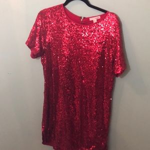 Red Sequin Tunic / mini dress